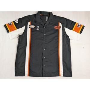Harley Davidson Racing Shop Shirt Mens XL Embroidered Short Sleeve Motorycles